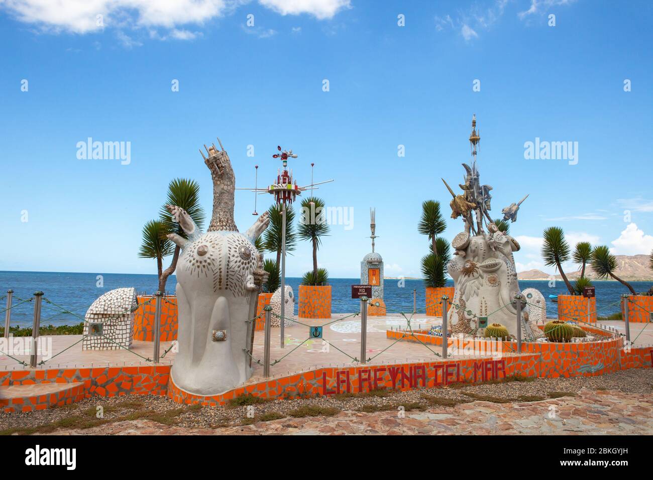 Skulptur La Reina del Mar y El Morro, 04.10.2013 Monte Cristi Dominikanische Republik Stockfoto