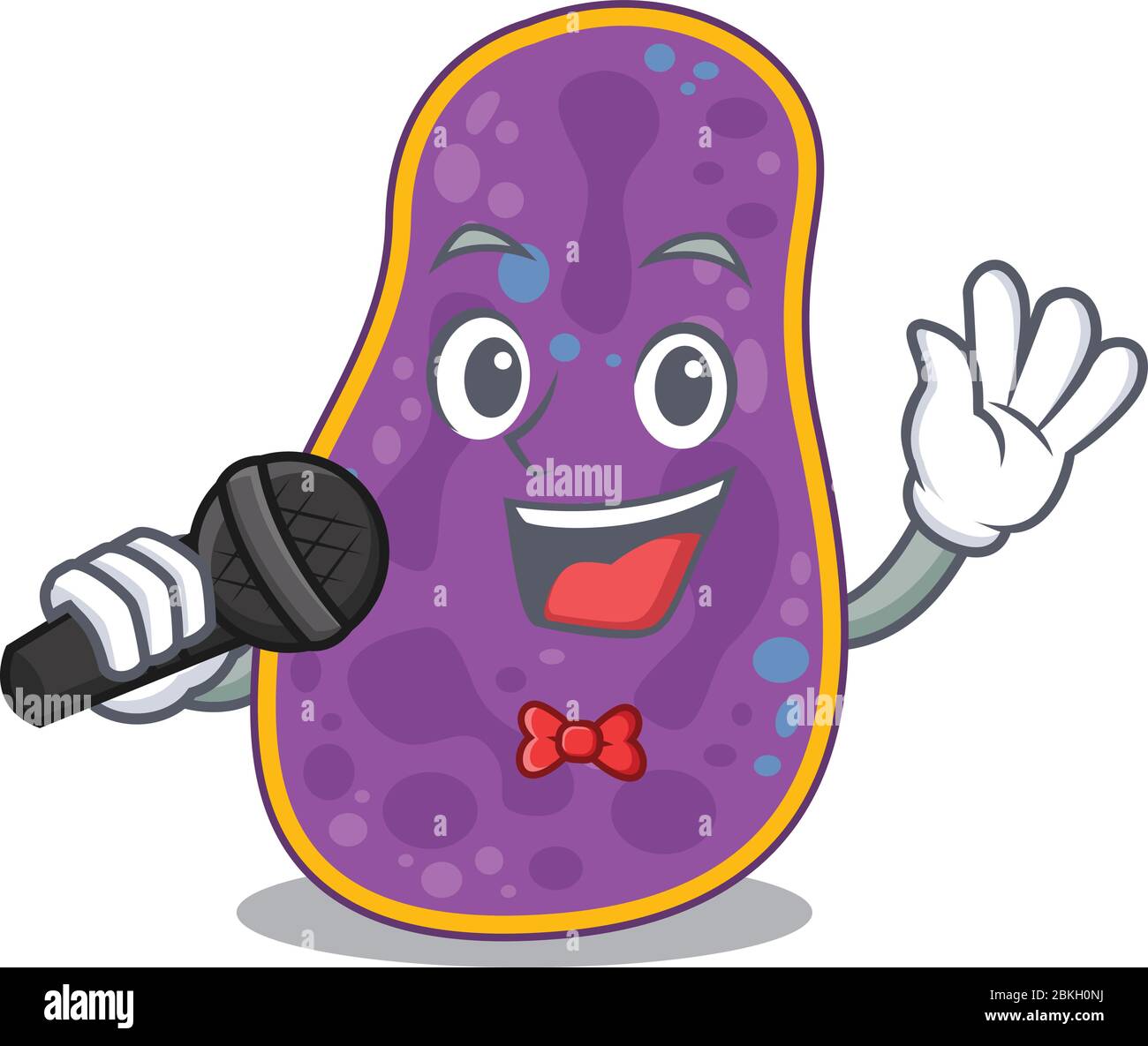 Talentierte Sängerin von Shigella sp. Bakterien Cartoon-Charakter hält ein Mikrofon Stock Vektor