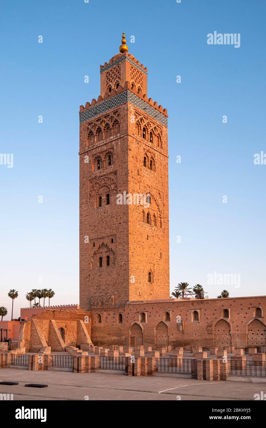 Marokko, Marrakesch-Safi Region, Marrakesch, Kaiserstadt, Medina (UNESCO-Weltkulturerbe), Koutoubia Moschee Stockfoto