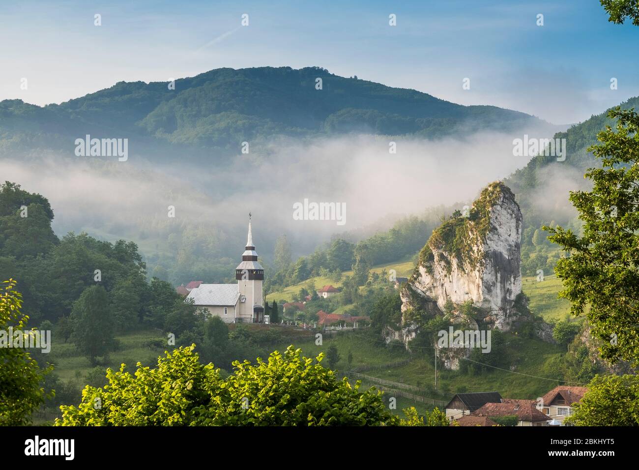 Rumänien, Judet d'Alba, Zlatna, Holzkirche Stockfoto