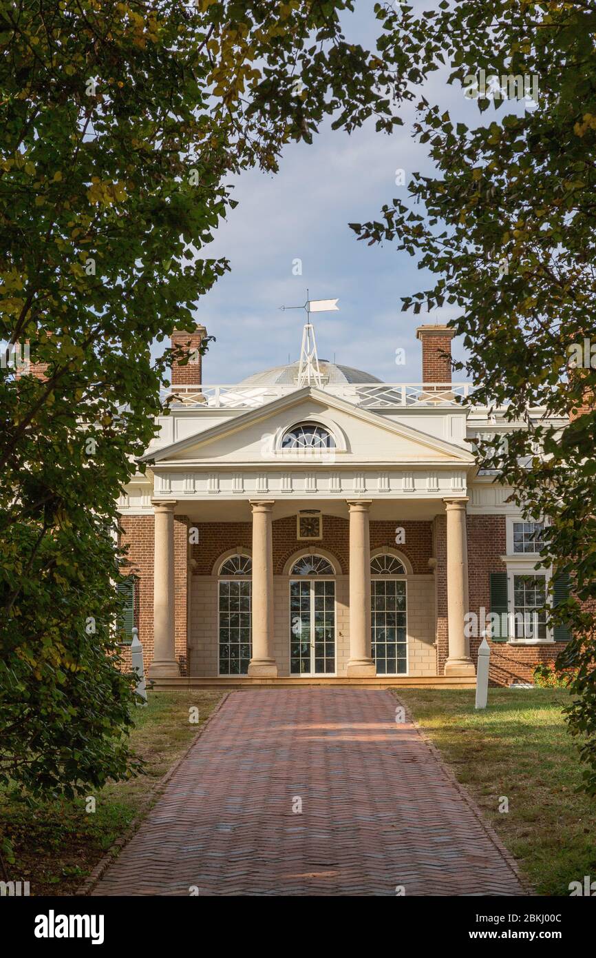 USA, Virginia, Monticello, das Haus von Thomas Jefferson, das von der UNESCO zum Weltkulturerbe erklärt wurde Stockfoto