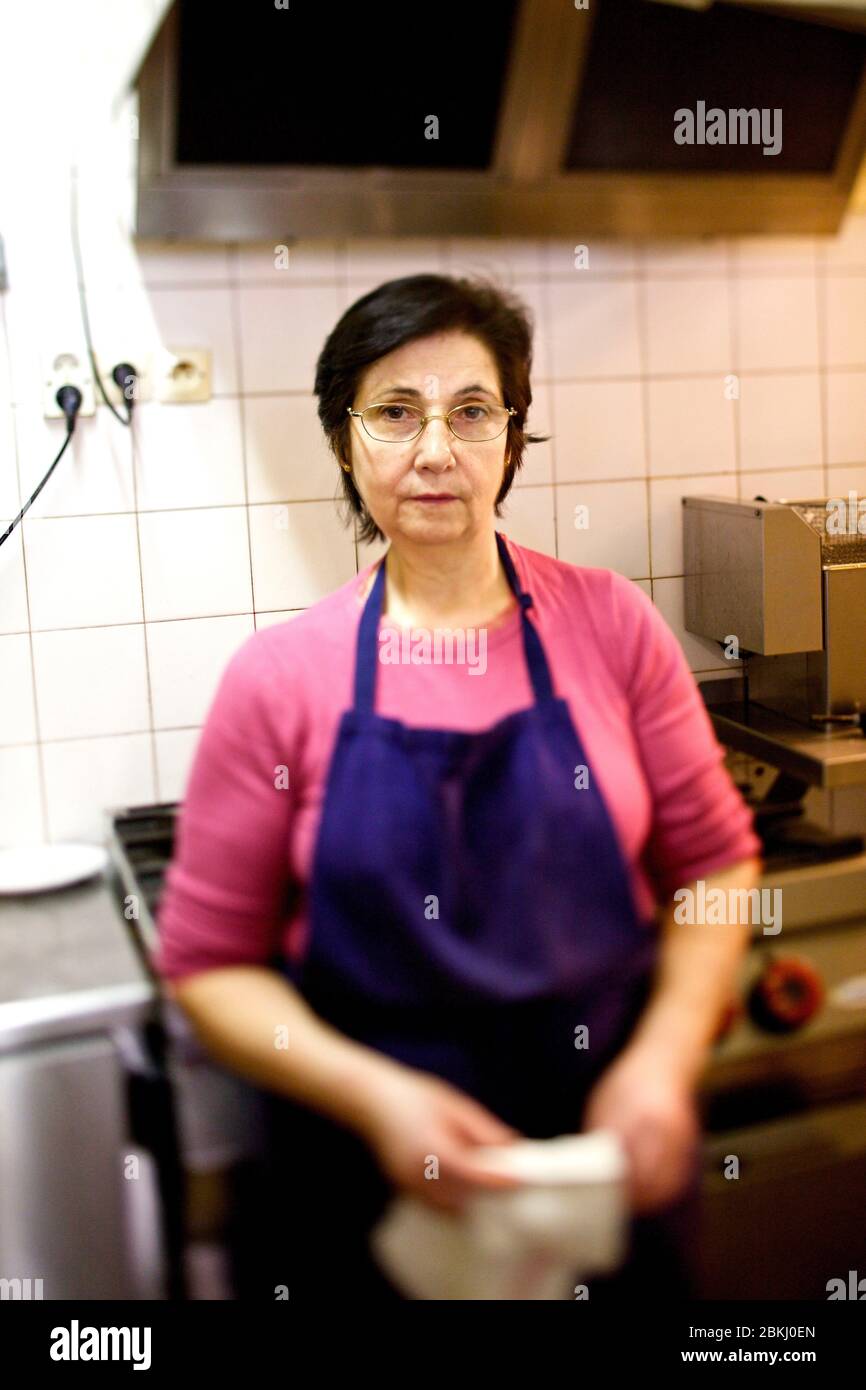 Frankreich, Paris, Bar Fleuri, Celeste der Koch 30 Jahre Haus Stockfoto