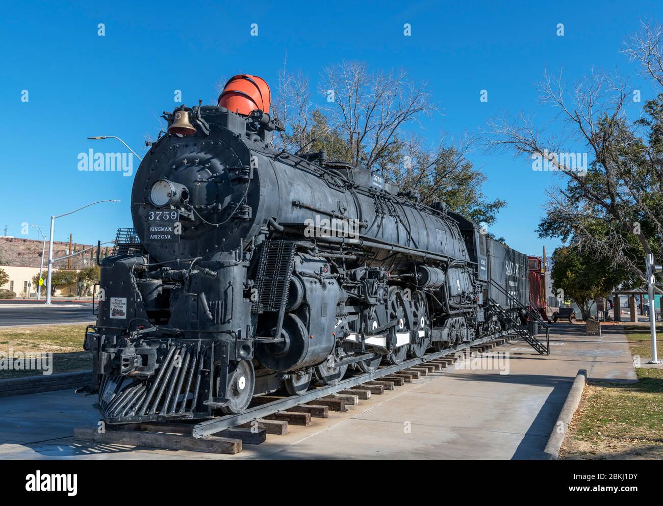Santa Fe 3759, eine Standard-Spur 4-8-4 'Northern' Typ Dampfeisenbahn Lokomotive, Locomotive Park, Kingman, Arizona, USA Stockfoto