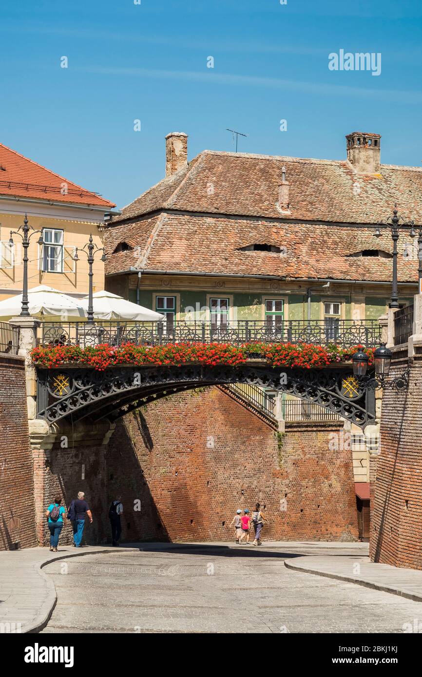Rumänien, Sibiu Judet, Siebenbürgen, Karpaten, Sibiu, die Altstadt, die Brücke der Lügen Stockfoto