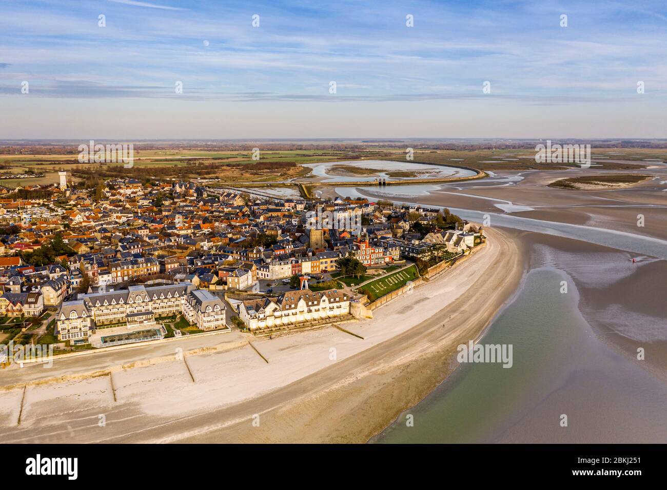 Frankreich, Somme (80), Baie de Somme, Le Crotoy, (Luftaufnahme) Stockfoto