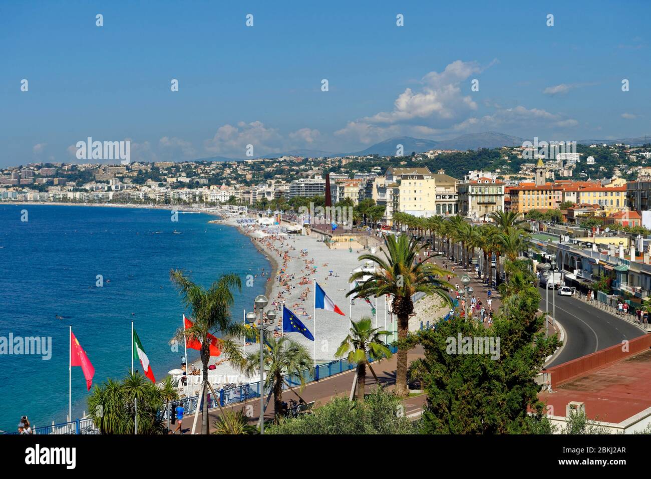 Frankreich, Alpes Maritimes, Nizza, Baie des Anges, Promenade des Anglais vom Burghügel Stockfoto