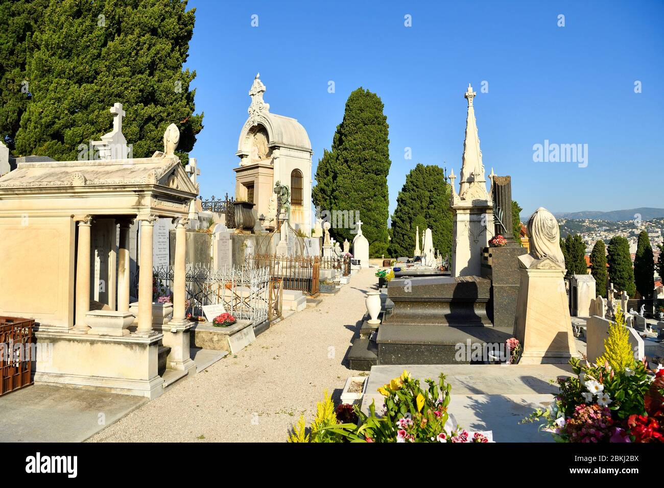 Frankreich, Alpes-Maritimes, Nizza, der monumentale Burgfriedhof wurde Ende des 18. Jahrhunderts auf dem Burghügel angesiedelt Stockfoto