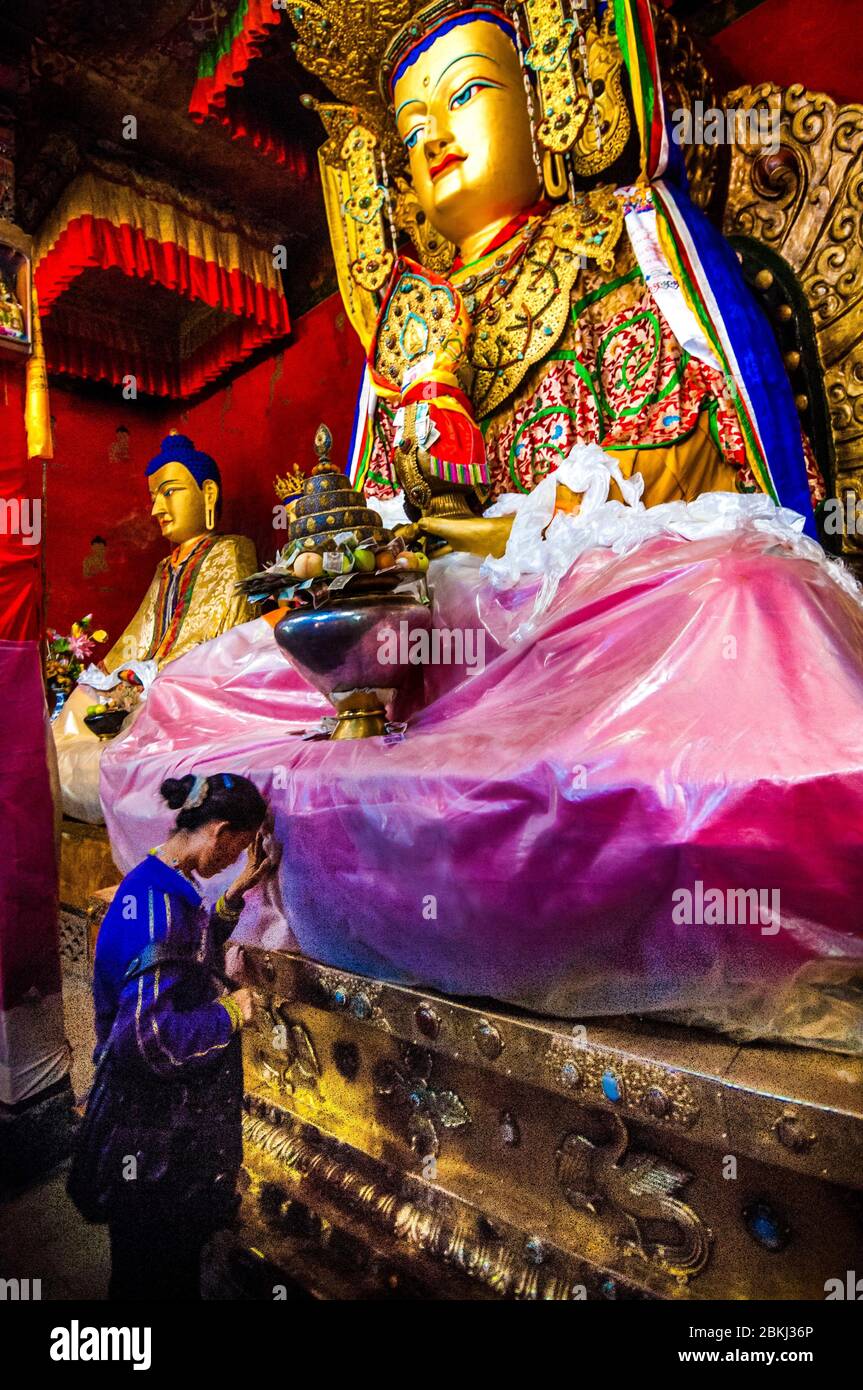 China, Zentraltibet, Ü Tsang, Lhasa, Ramoche Tempel, Buddha-Statue Stockfoto