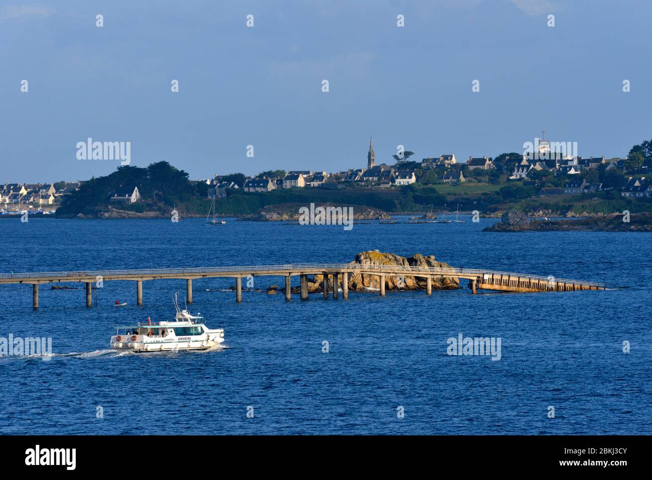 Frankreich, Finistere, Iroise, Roscoff, Batz Insel im Hintergrund, internat Gateway für die Insel Batz Stockfoto