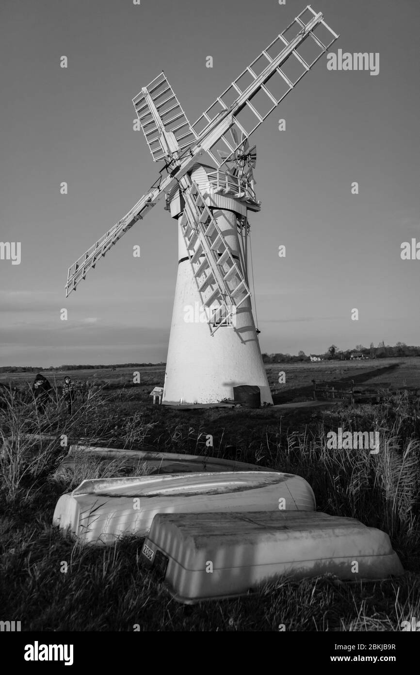 Windmühle Thurne, Norfolk. Stockfoto