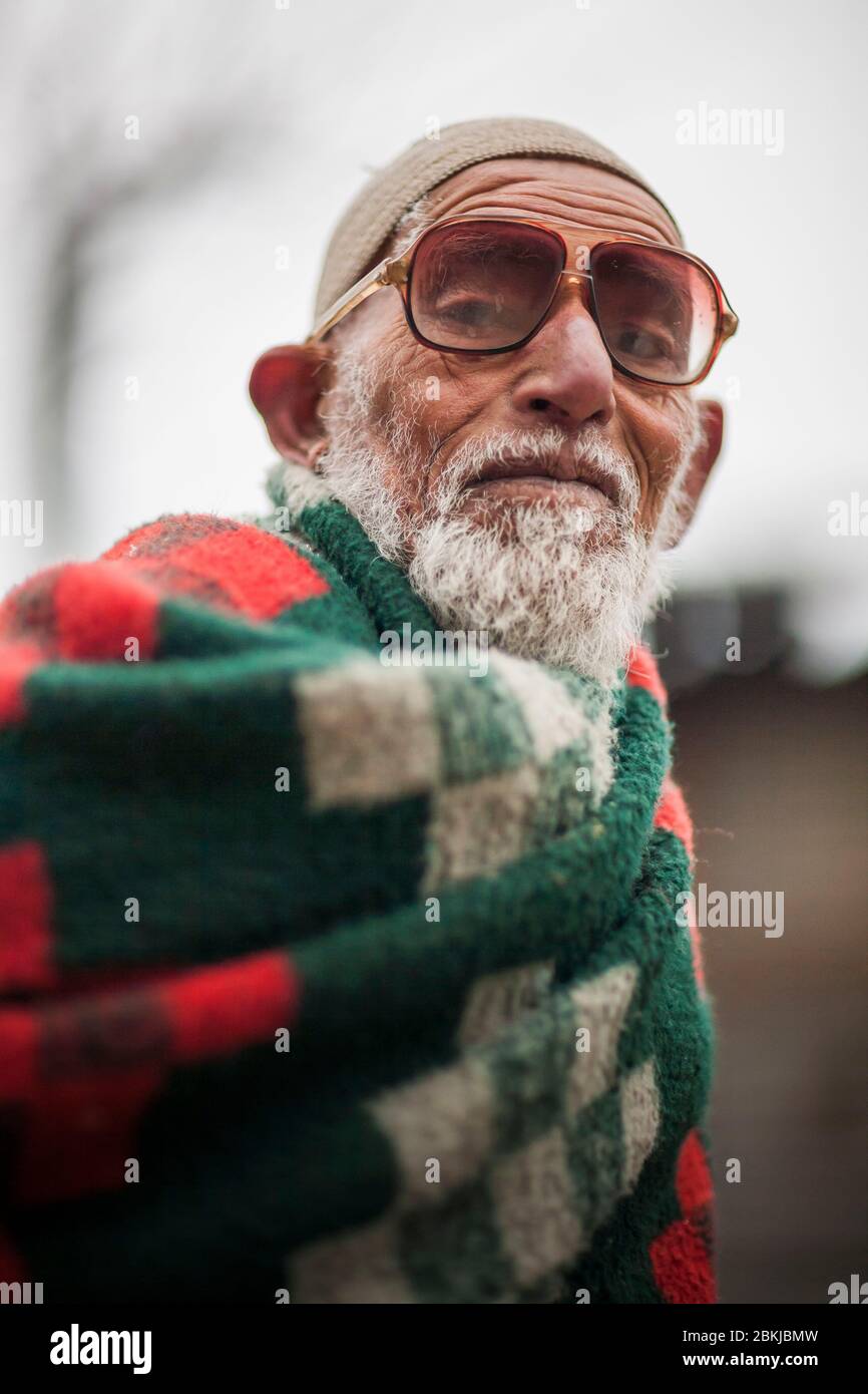 Indien, Jammu und Kaschmir, Pahalgam, Porträt eines bärtigen älteren Mannes Stockfoto