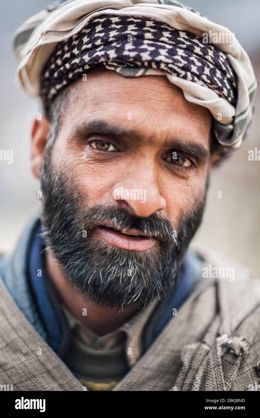 Indien, Jammu und Kaschmir, Pahalgam, Porträt eines bärtigen Mannes Stockfoto