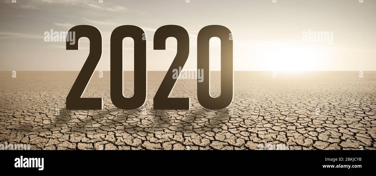 Abbildungen 2020 in der Wüste. Dieses Jahr ist das heißeste Jahr der Geschichte Stockfoto