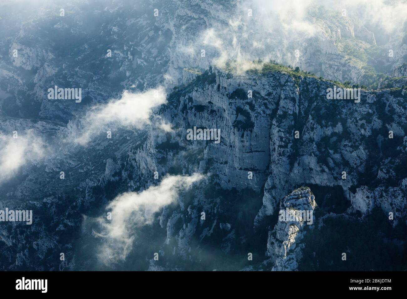 Frankreich, Bouches du Rhone, Nationalpark Calanques, Marseille, 9. Arrondissement (Luftaufnahme) Stockfoto