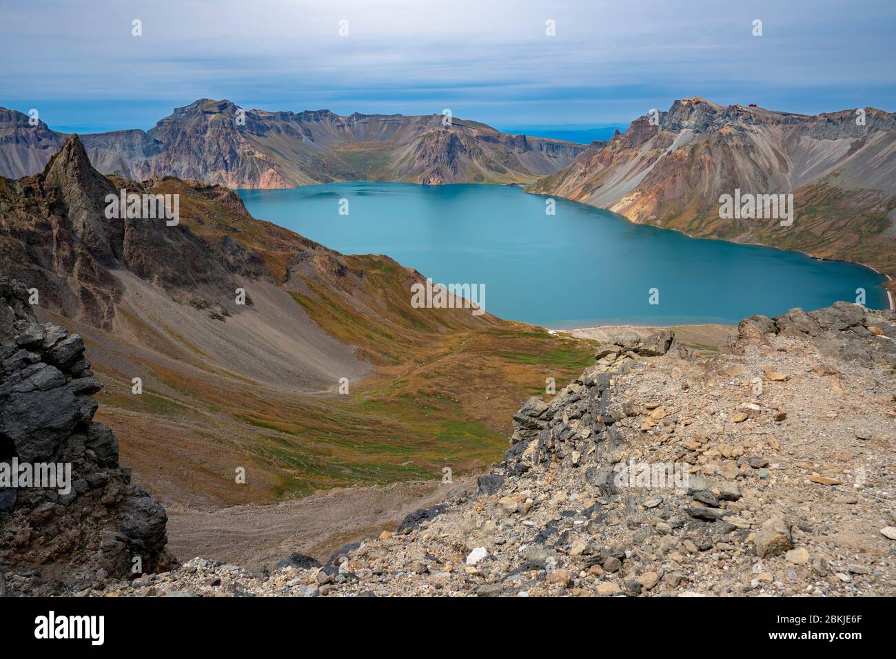 Nordkorea, der Mount Paektu und sein Krater Lake Chon Stockfoto