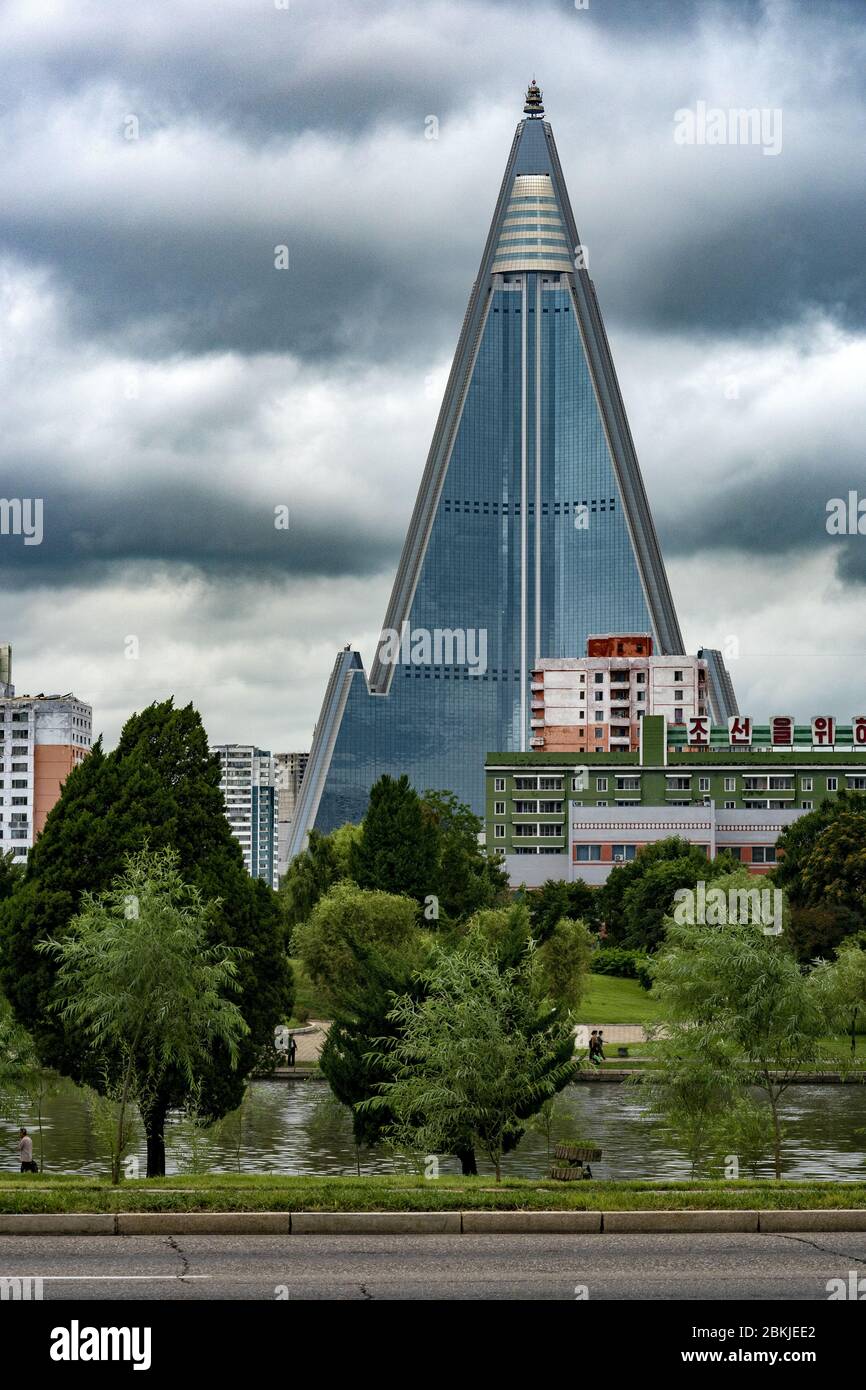 Nordkorea, Pjöngjang, Ryugyong Hotel Stockfoto
