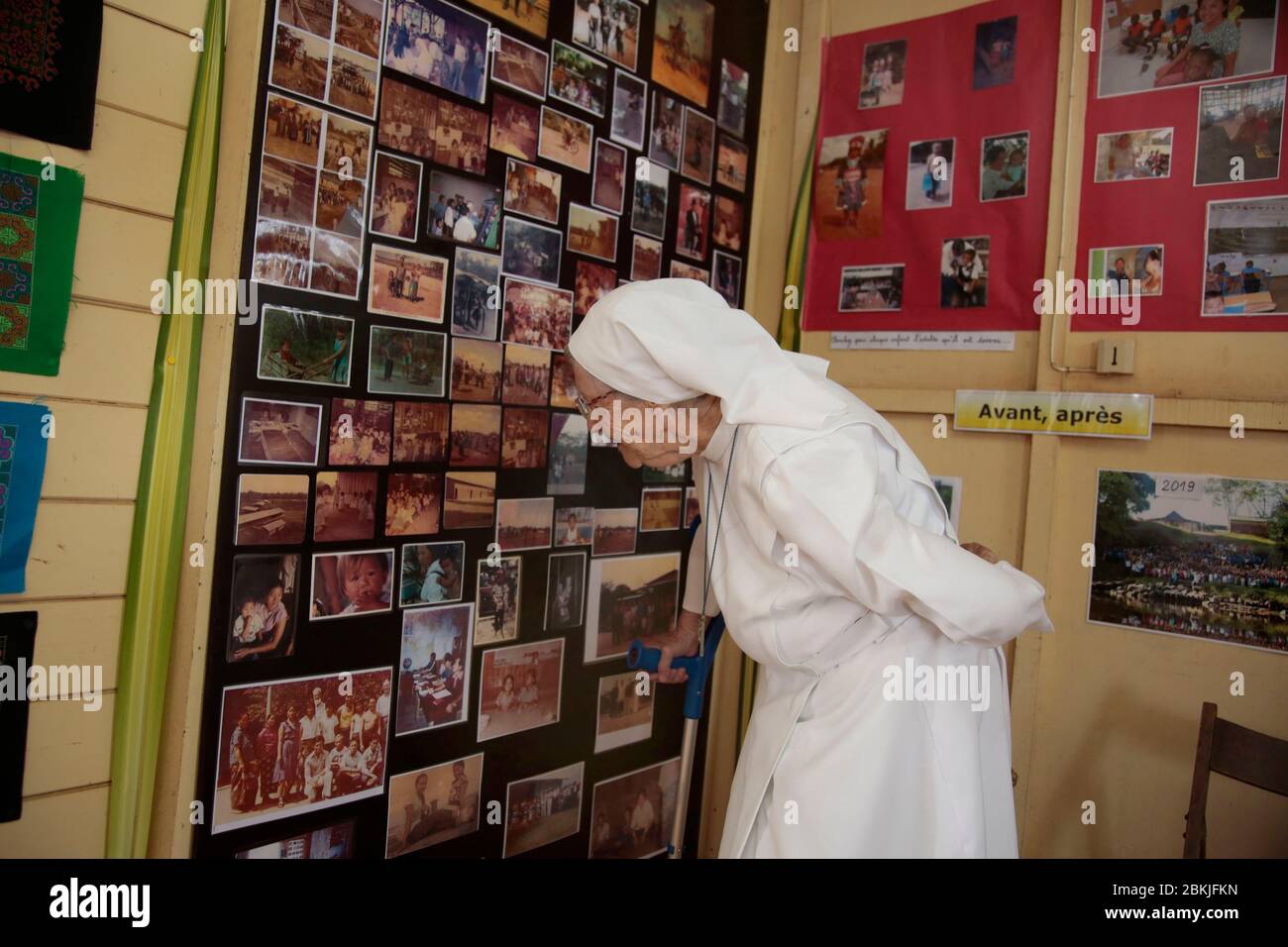 Frankreich, Guyana, in der Schule der Nonnen, Archivfotos der ersten Ankünfte Stockfoto