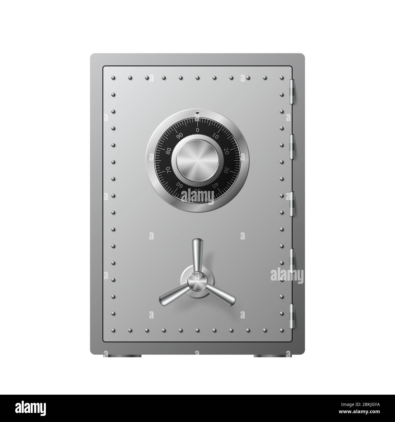 Stahlsafe mit Kombischloss isoliert auf weißem Hintergrund. Gepanzerte Box. Zuverlässiger Datenschutz. Schutz personenbezogener Daten. Vektor Abb. Stock Vektor