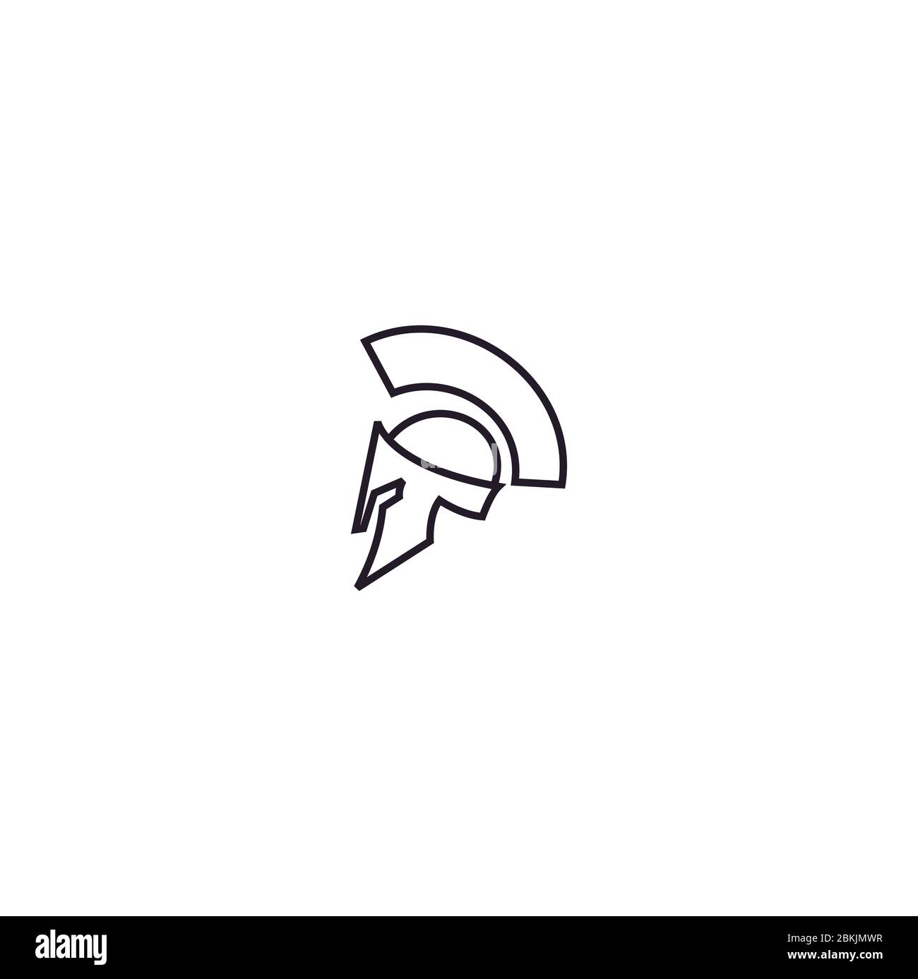 Einfaches Line Art Spartan Warrior Helm Logo Design. Stock Vektor