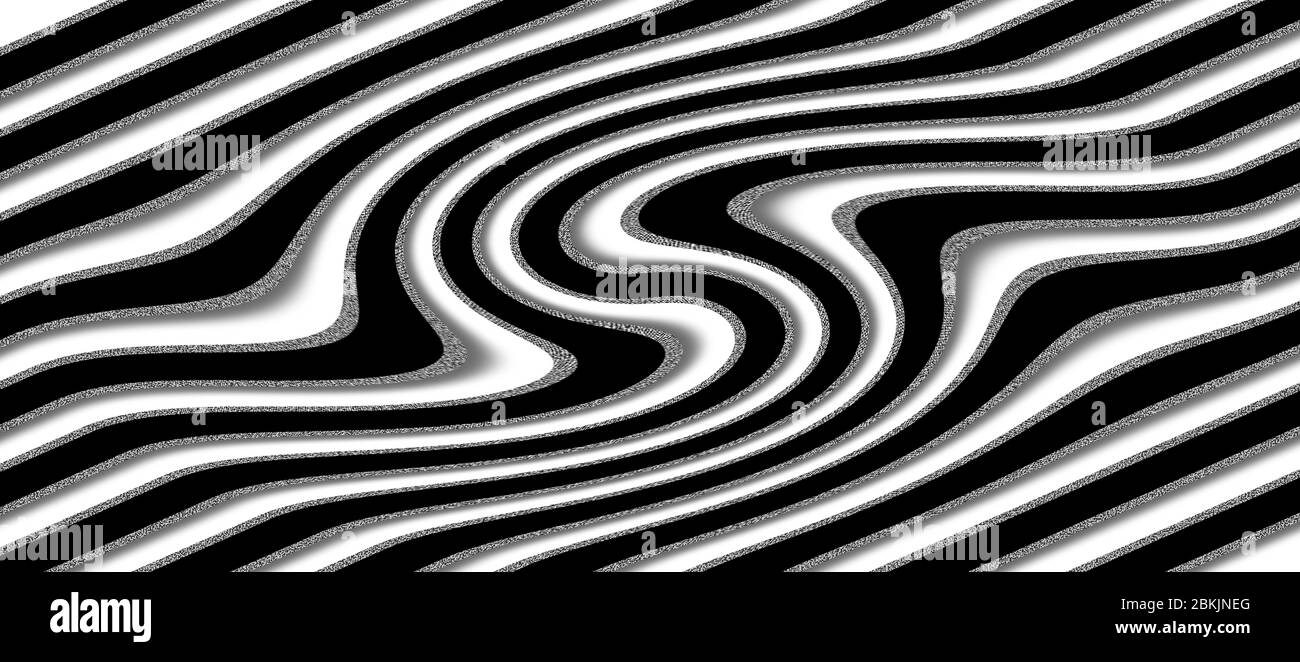 Abstrakter schwarz-weißer, wirbelartige Grafik mit 3D-Effekt Stockfoto