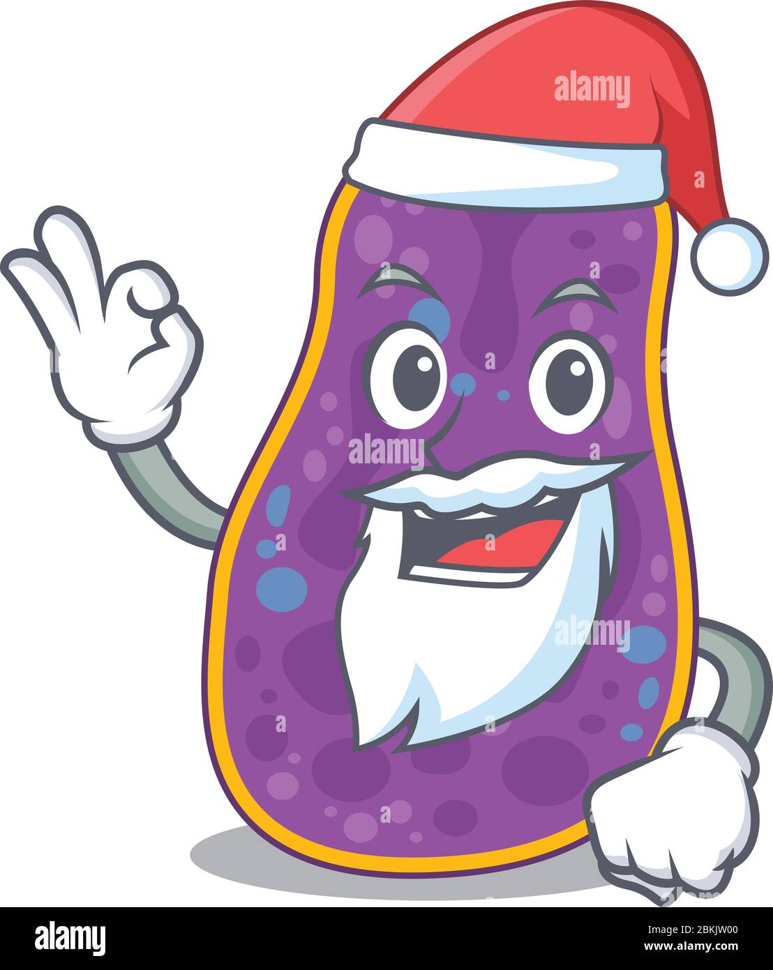 Shigella sp. Bakterien Santa Cartoon Charakter mit niedlichen ok Finger Stock Vektor