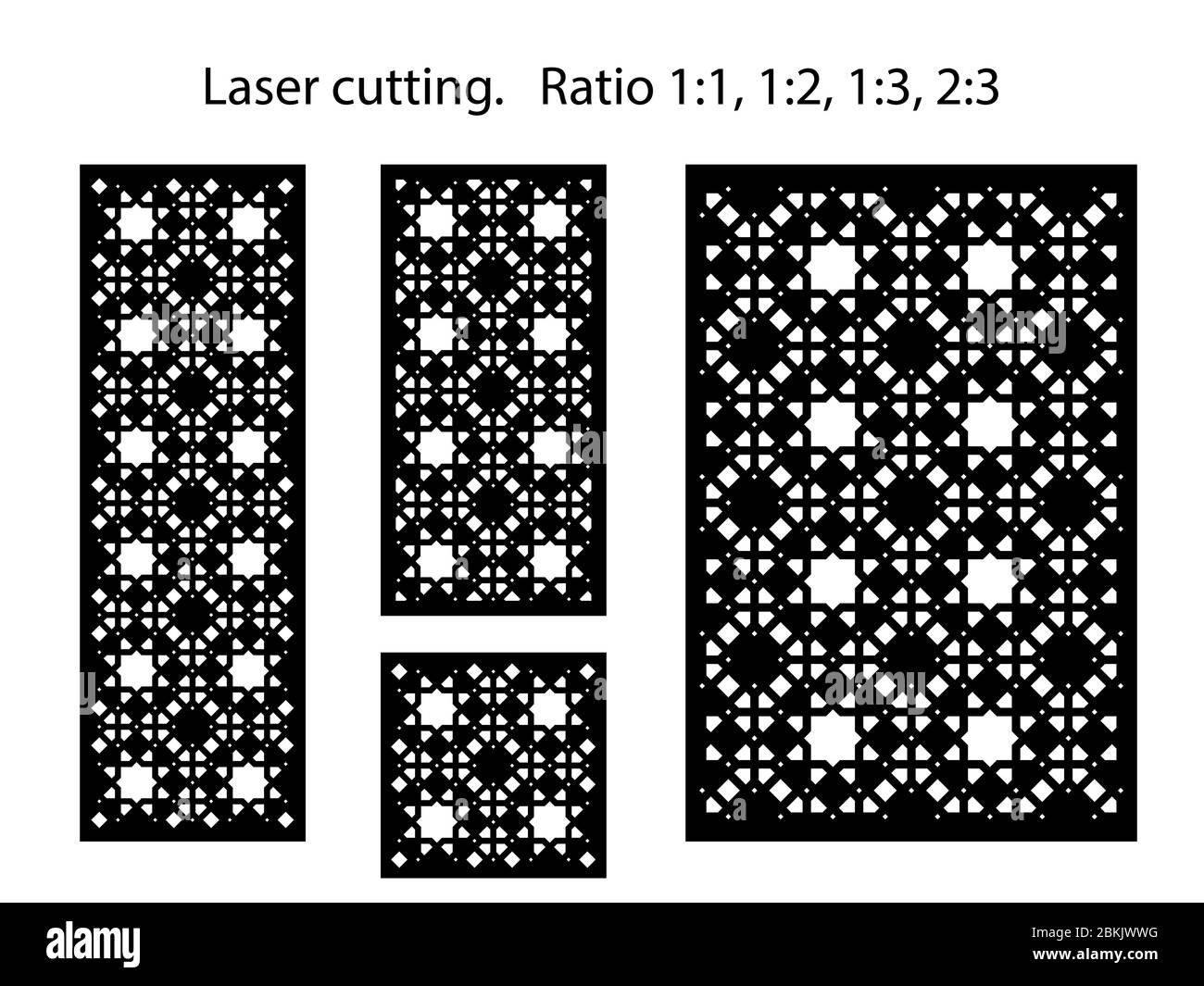 Set of decorative vector panels, screens for laser cutting. Template for interior partition in arabesque style Stock Vektor