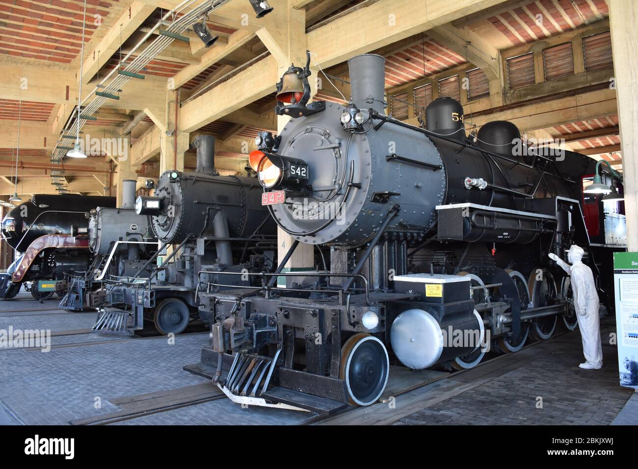 Eine Dampflokomotive im North Carolina Transportation Museum. Stockfoto