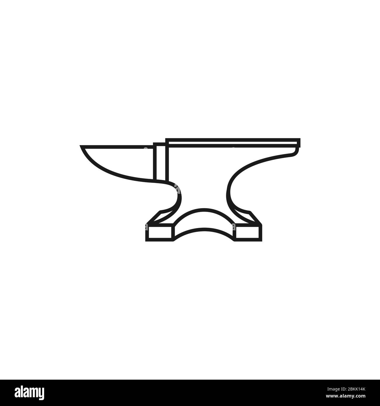 Line Art Blacksmith Iron Anvil Foundry Vintage Retro Logodesign Stock Vektor