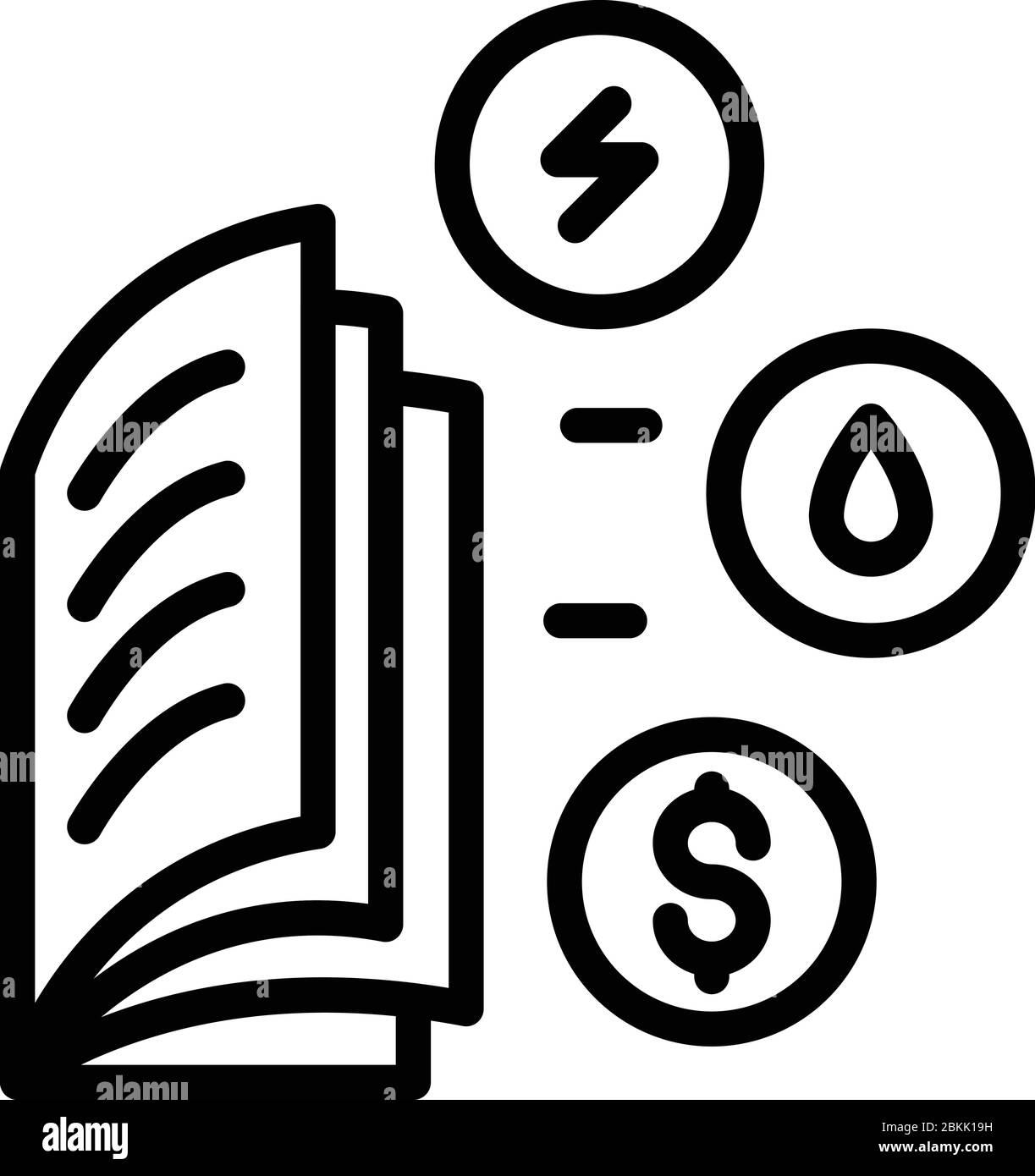 Symbol für Stromrechnungen, Umrissstil Stock Vektor