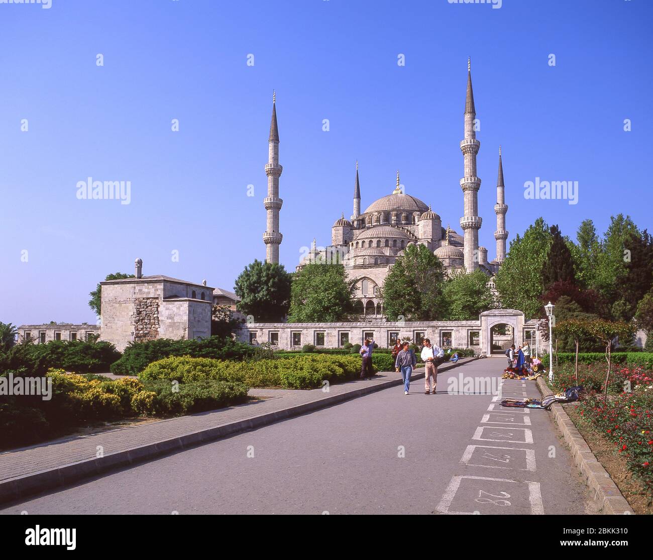 Sultan Ahmed Moschee (Blaue Moschee), vom Sultan Ahmet Park, Fatih District, Istanbul, Republik Türkei Stockfoto