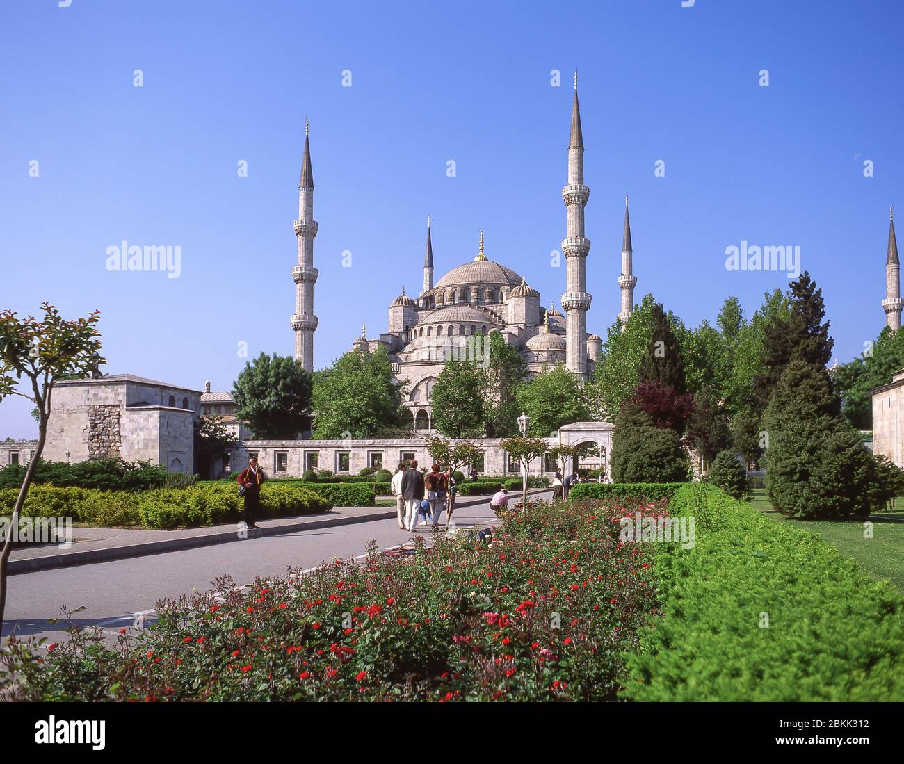 Sultan Ahmed Moschee (Blaue Moschee), vom Sultan Ahmet Park, Fatih District, Istanbul, Republik Türkei Stockfoto