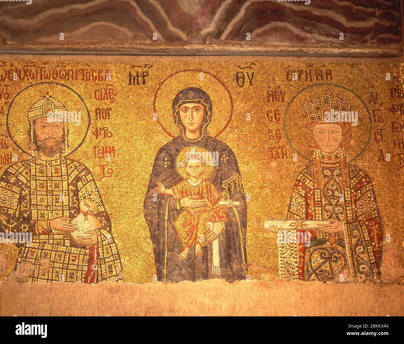 Comnenus Mosaik aus dem 13. Jahrhundert in Haghi Sophia (Kirche der Heiligen Weisheit), Fatih District, Istanbul, Republik Türkei Stockfoto
