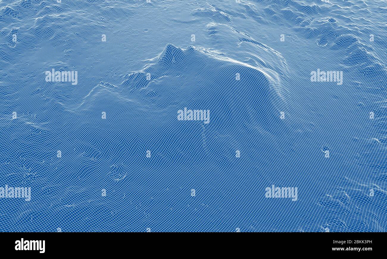 Abstrakte 3D-Drahtmodelllandschaft. Blaupause Stock Vektor