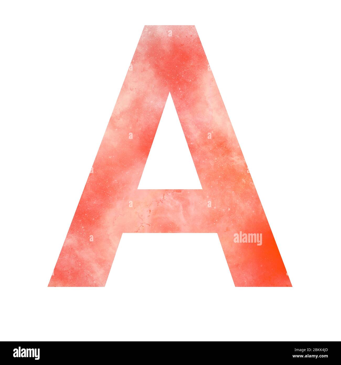 Großbuchstabe, großer A. Orange Raum. Buchstabe des Alphabets. Isoliert auf weißem Hintergrund. Abbildung des Lagerbestands. Stockfoto