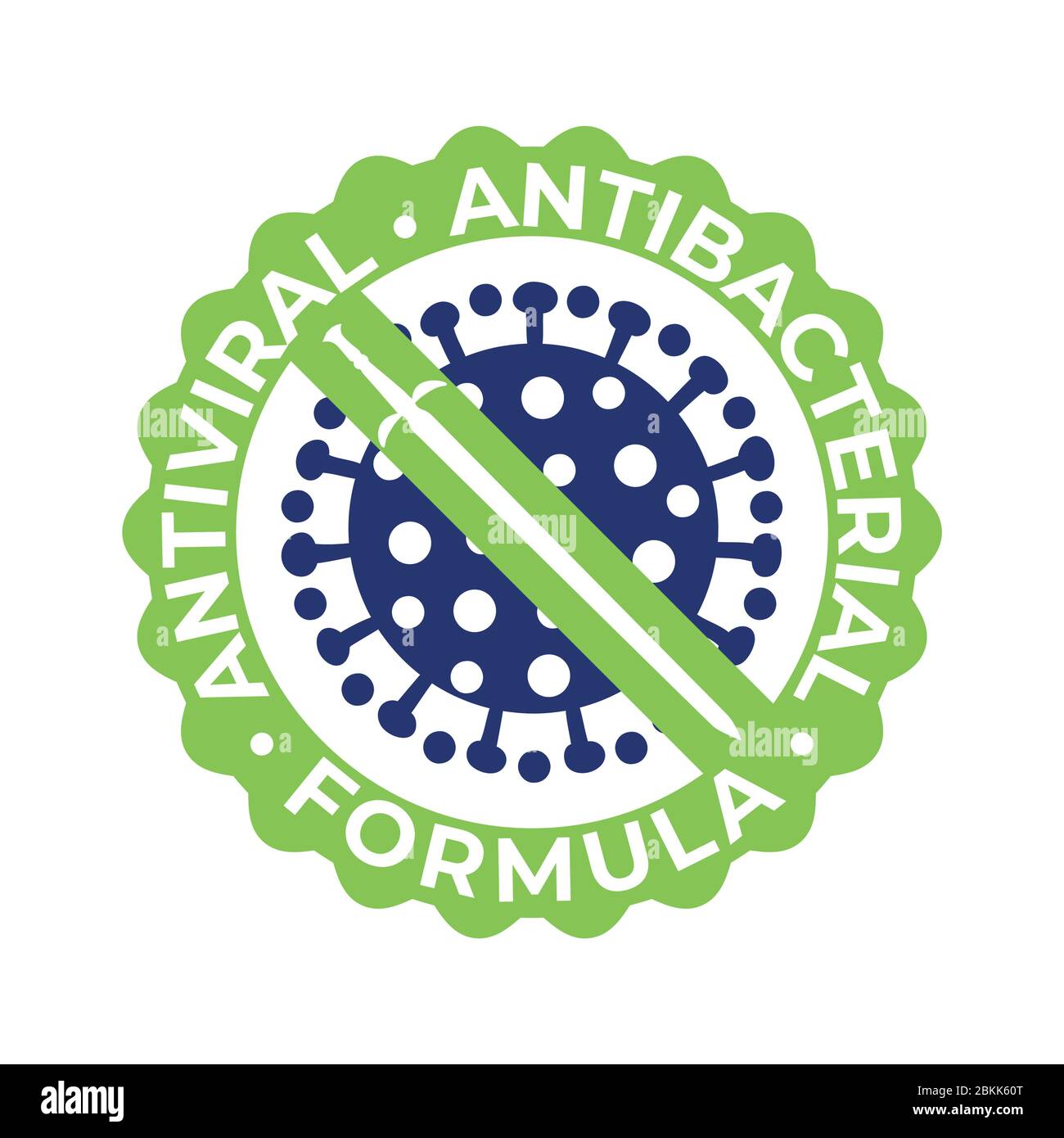 Antivirale antibakterielle Formel - Vektorsymbol für Händedesinfektionsmittel. Antibakterielle Seife oder antiseptische Gel-Etikett, WC Bad Gel Reiniger antibakterielle Produkte Stock Vektor