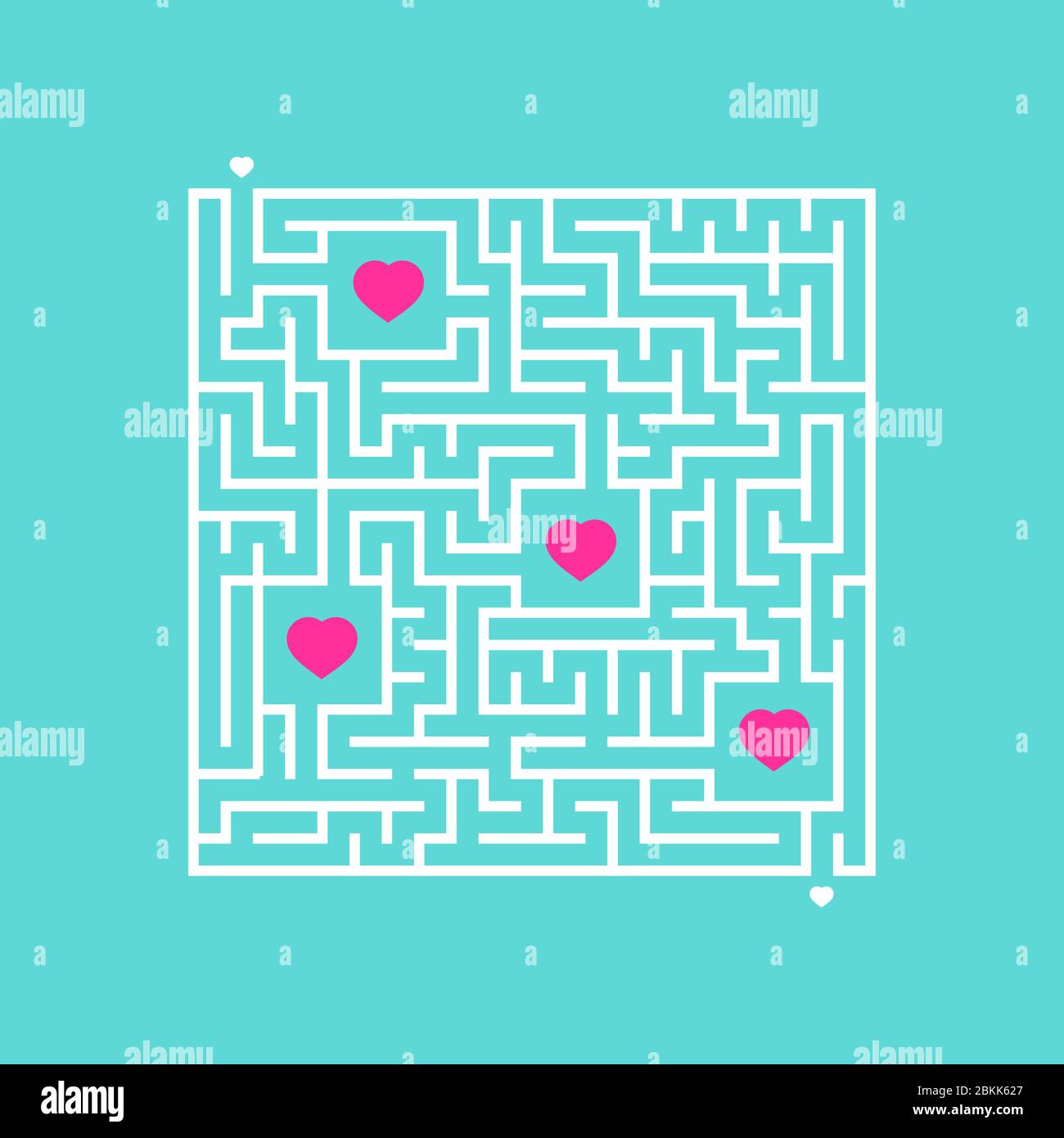 Abstact quadratisches Labyrinth. Lernspiel für Kinder. Puzzle für Kinder. Irrgarten Rätsel. Finden Sie den richtigen Weg. Vektorgrafik. Stock Vektor