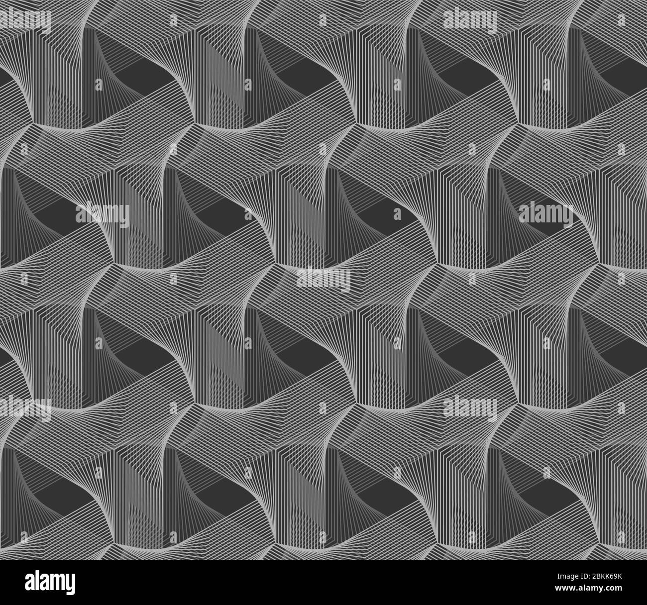 Guilloche grauer 3d-Grid-Hintergrund. Guilloche Vektor nahtlose Muster mit dünnen Linien Stock Vektor