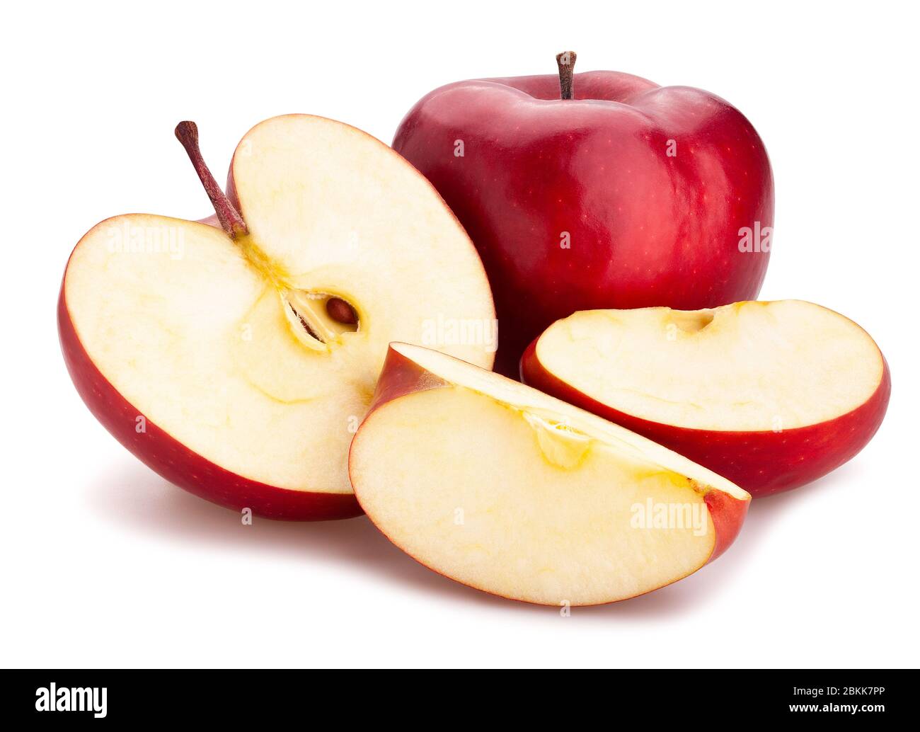In Scheiben geschnitten rot köstlichen Apfelpfad auf weiß isoliert Stockfoto