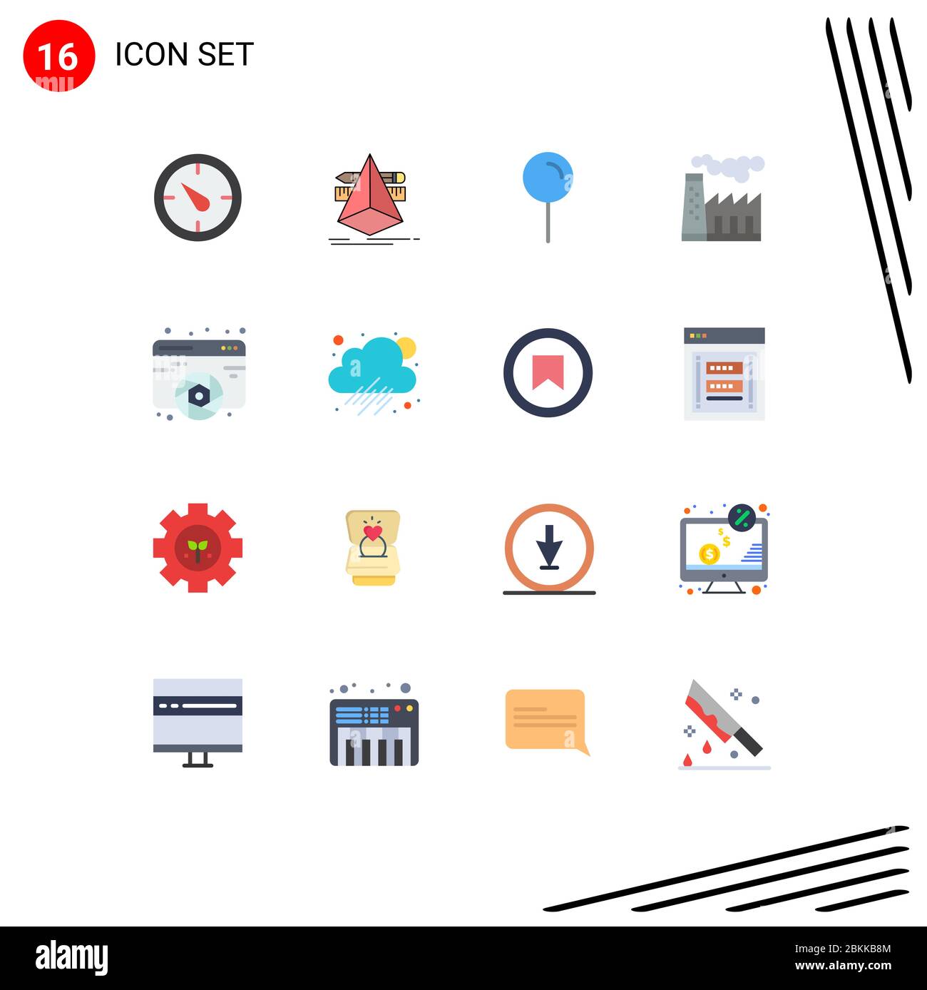 16 Flat Color Konzept für Websites Mobile und Apps Fine Arts, Design, Karte, Rauch, Verschmutzung bearbeitbare Pack von Creative Vector Design-Elemente Stock Vektor