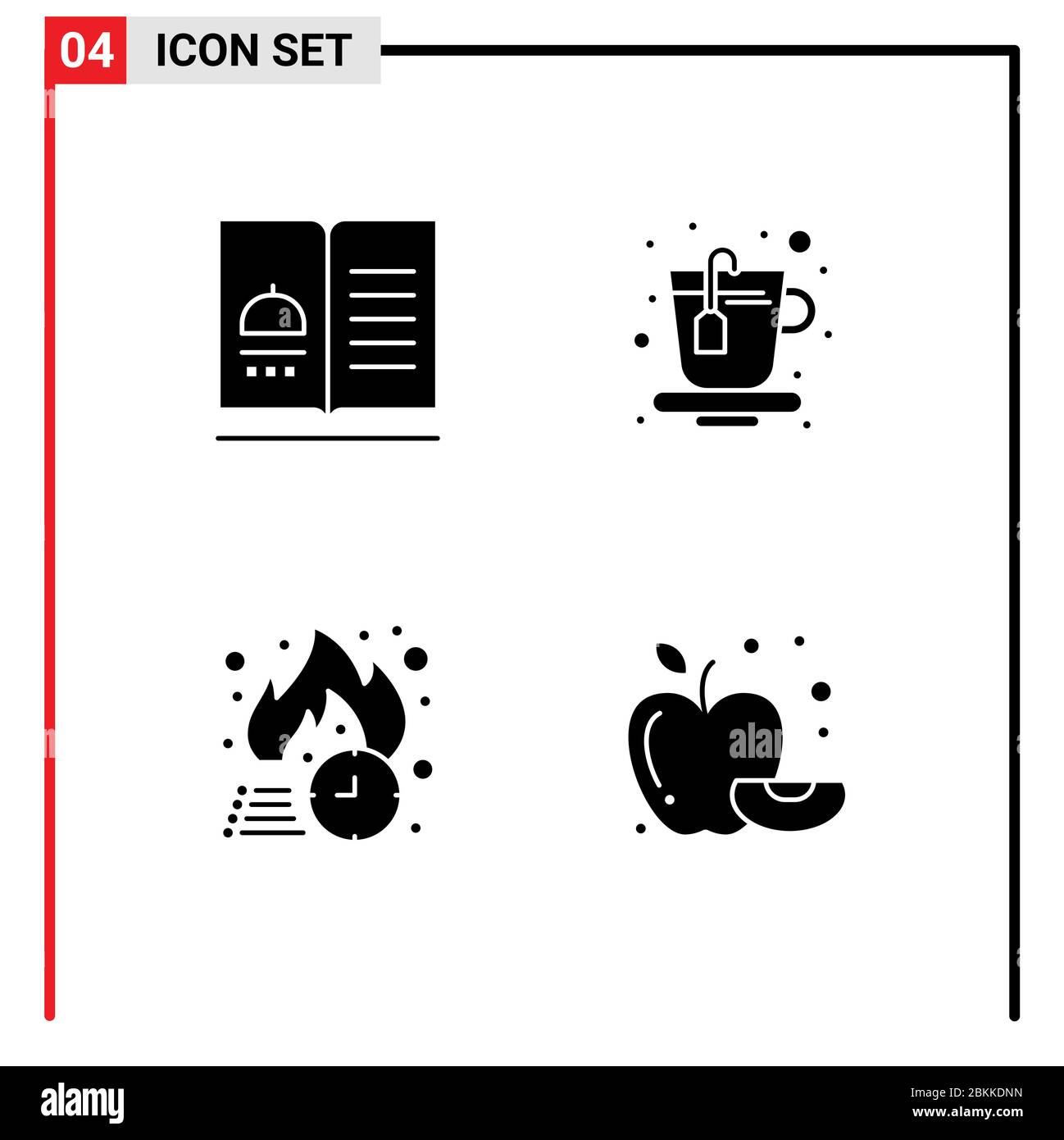 4 Universal Solid Glyph Zeichen Symbole Kochbuch, freitag, Rezepte, Getränk, heiß editierbar Vektor Design-Elemente Stock Vektor
