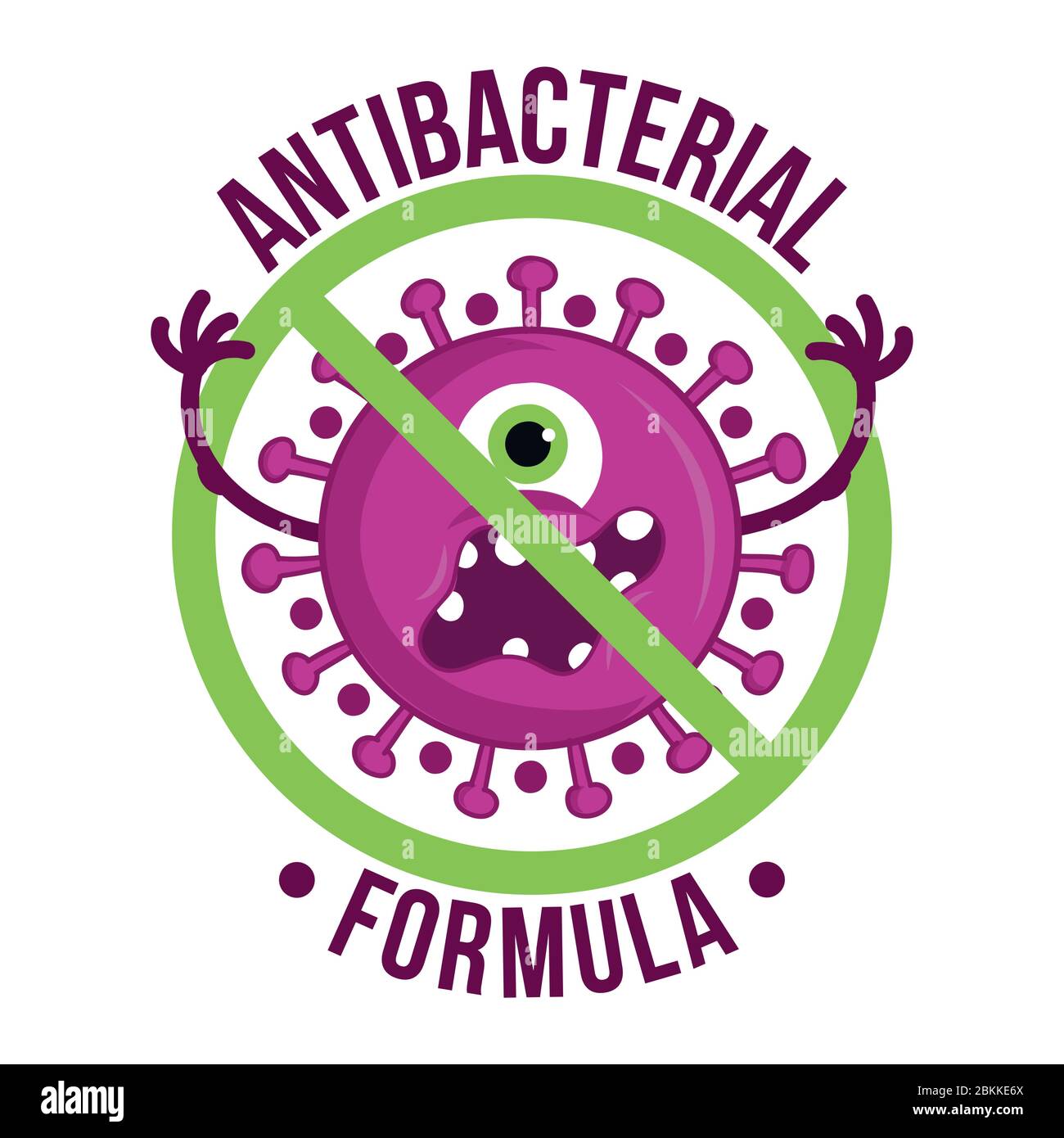 Antivirale antibakterielle Formel - Vektorsymbol für Händedesinfektionsmittel. Antibakterielle Seife oder antiseptische Gel-Etikett, WC Bad Gel Reiniger antibakterielle Produkte Stock Vektor