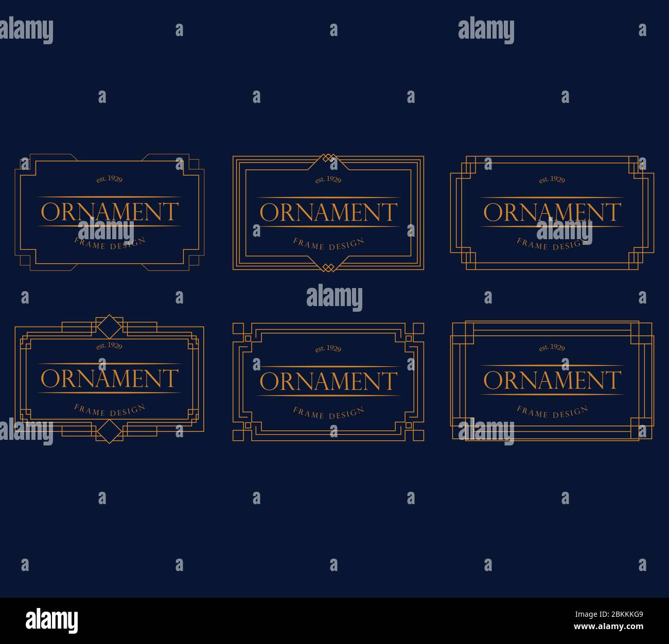 Set Aus Golden Frame Luxus. Rahmen Luxus mit goldenen Farben, Ornament Konzept, luxuriöse Abzeichen, Gold Label, Retro-Konzept. Trendy Vintage Royal Orname Stock Vektor