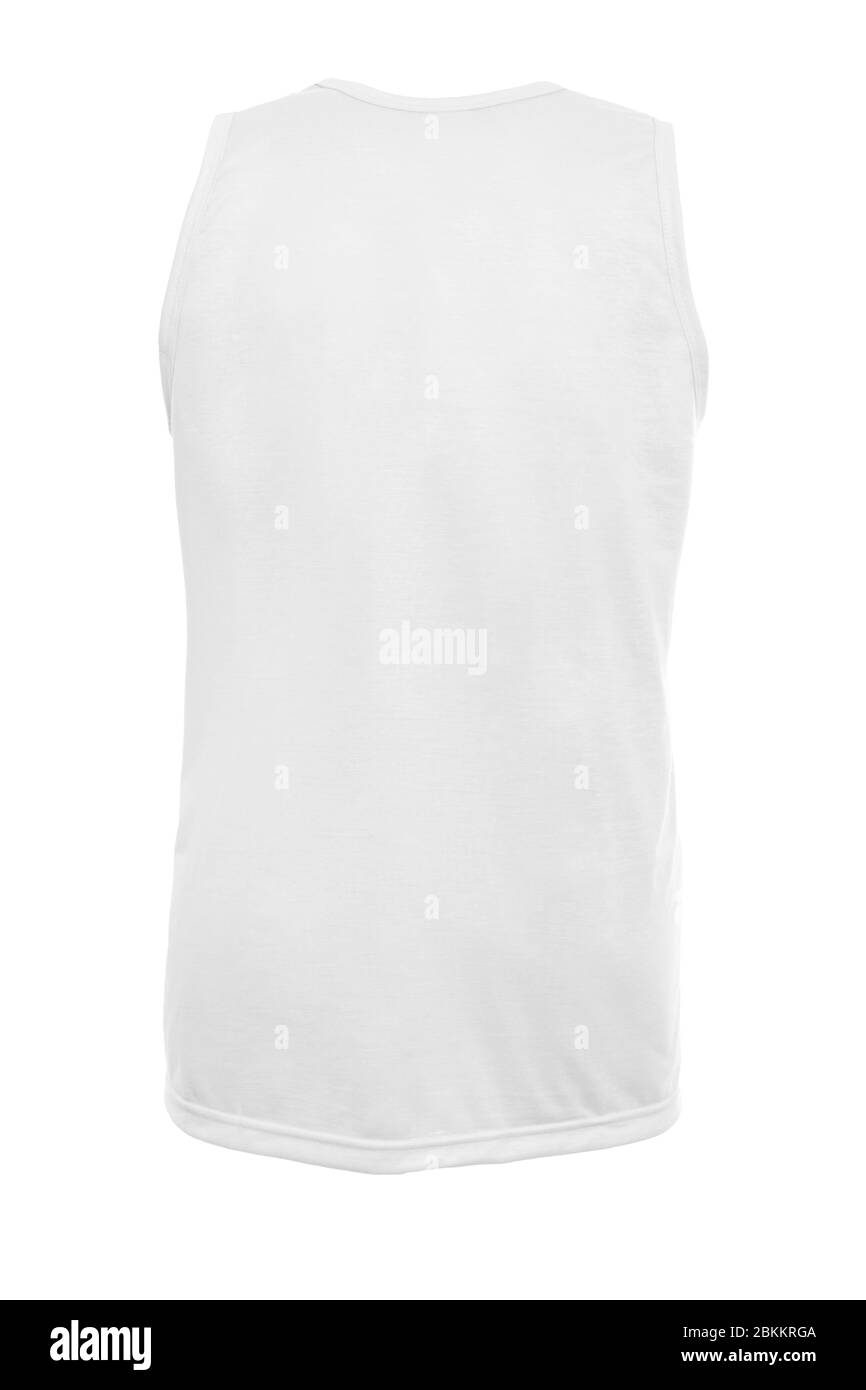 Mockup einer Vorlage in eines Mannes t-shirt Farbe auf weißem Hintergrund Stockfoto