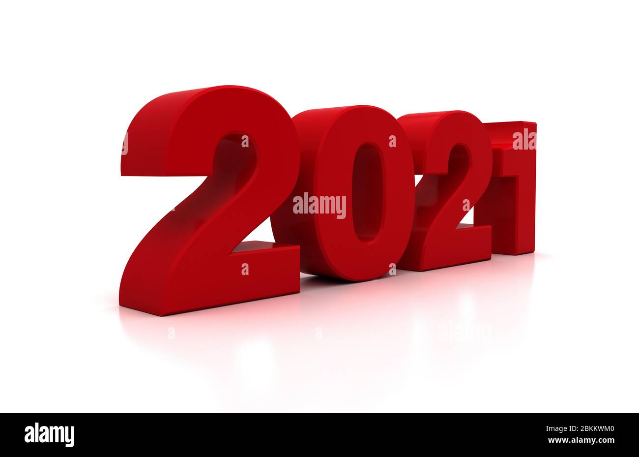 Neujahr 2021 auf dem weißen Bacground Stockfoto