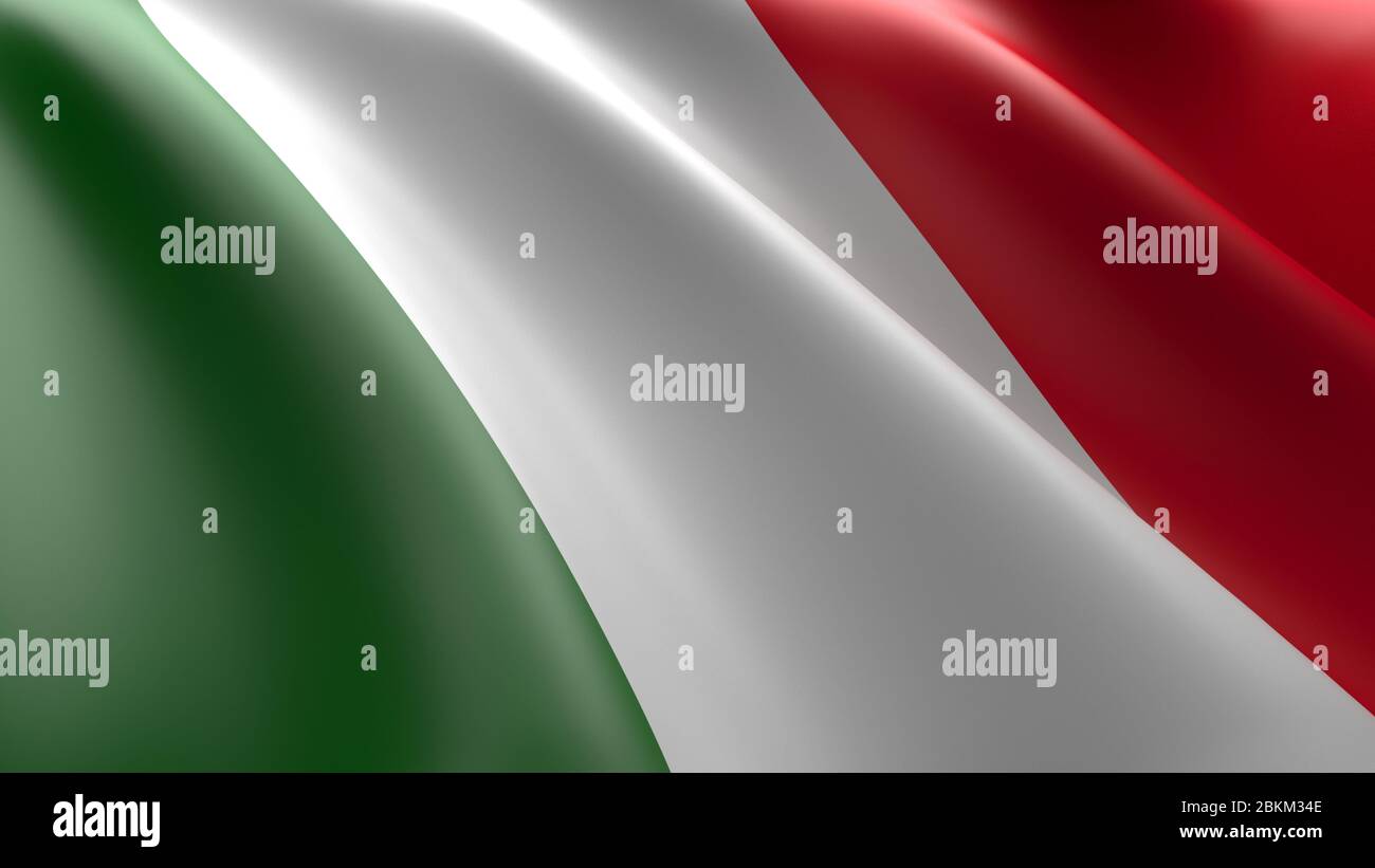 Wellenförmige Flagge von Italien Design. Geeignet für Hintergrundgrafikressourcen Stockfoto