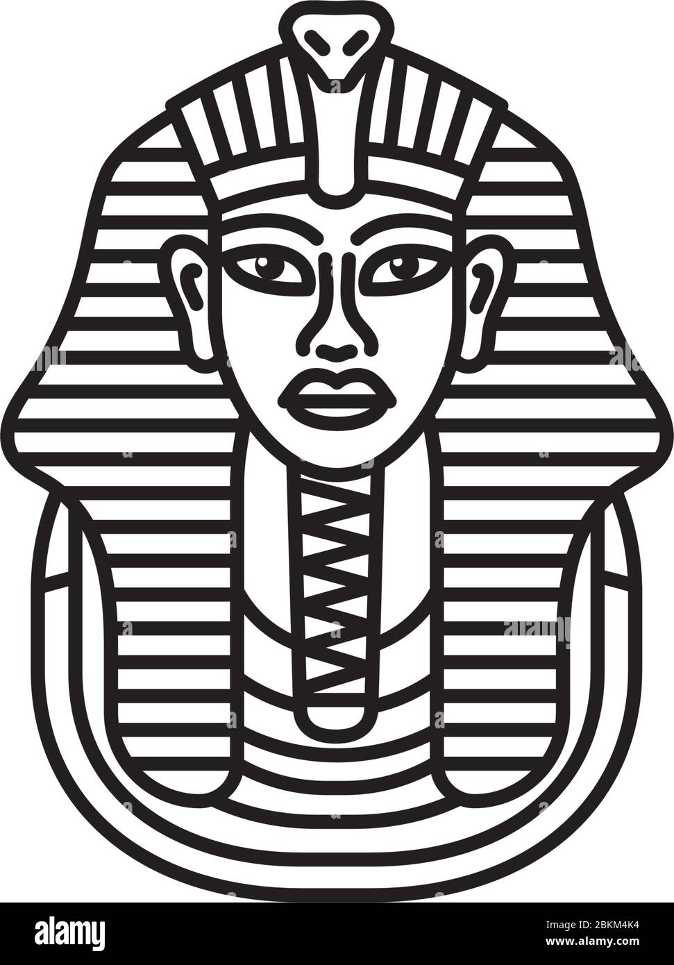 Goldene Begräbungsmaske des Tutanchamun Vektor-Linien-Symbols. Welterbe Umrisssymbol. Stock Vektor