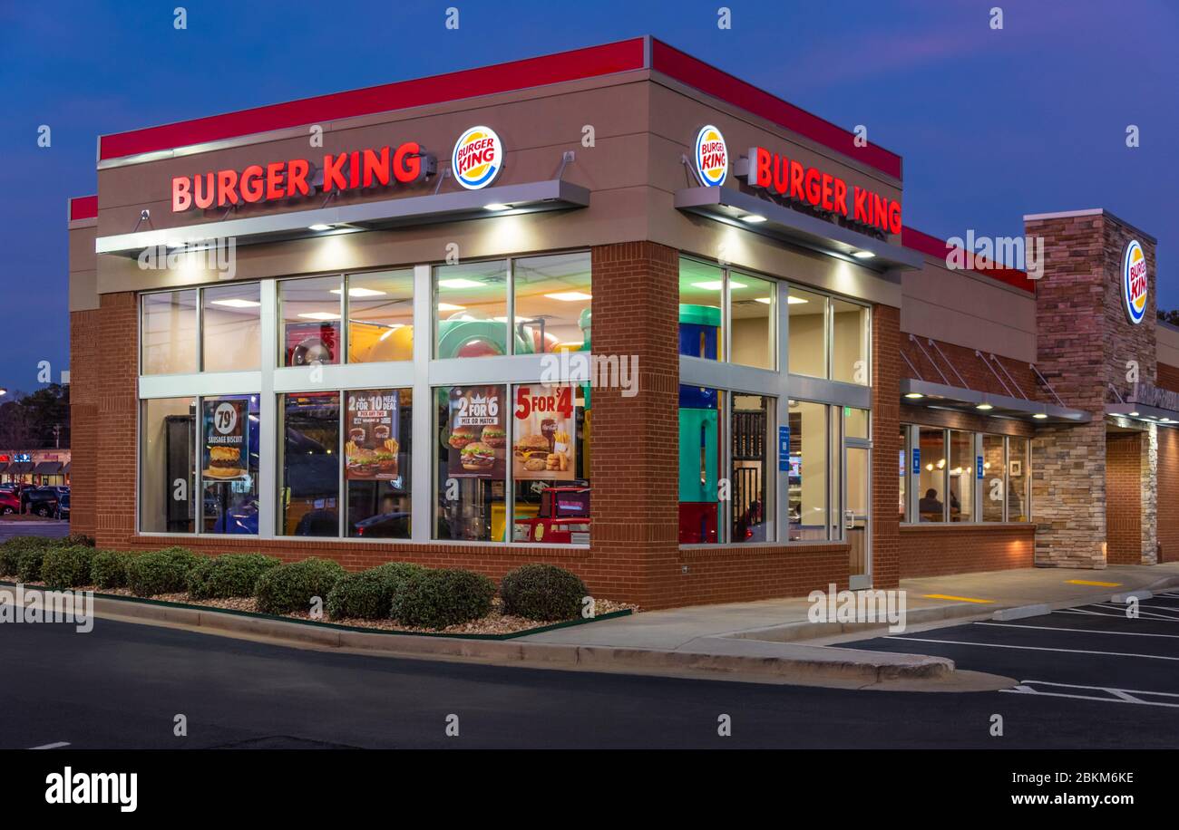 Burger King fast-food Hamburger Restaurant in Snellville (Atlanta), Georgia. (USA) Stockfoto