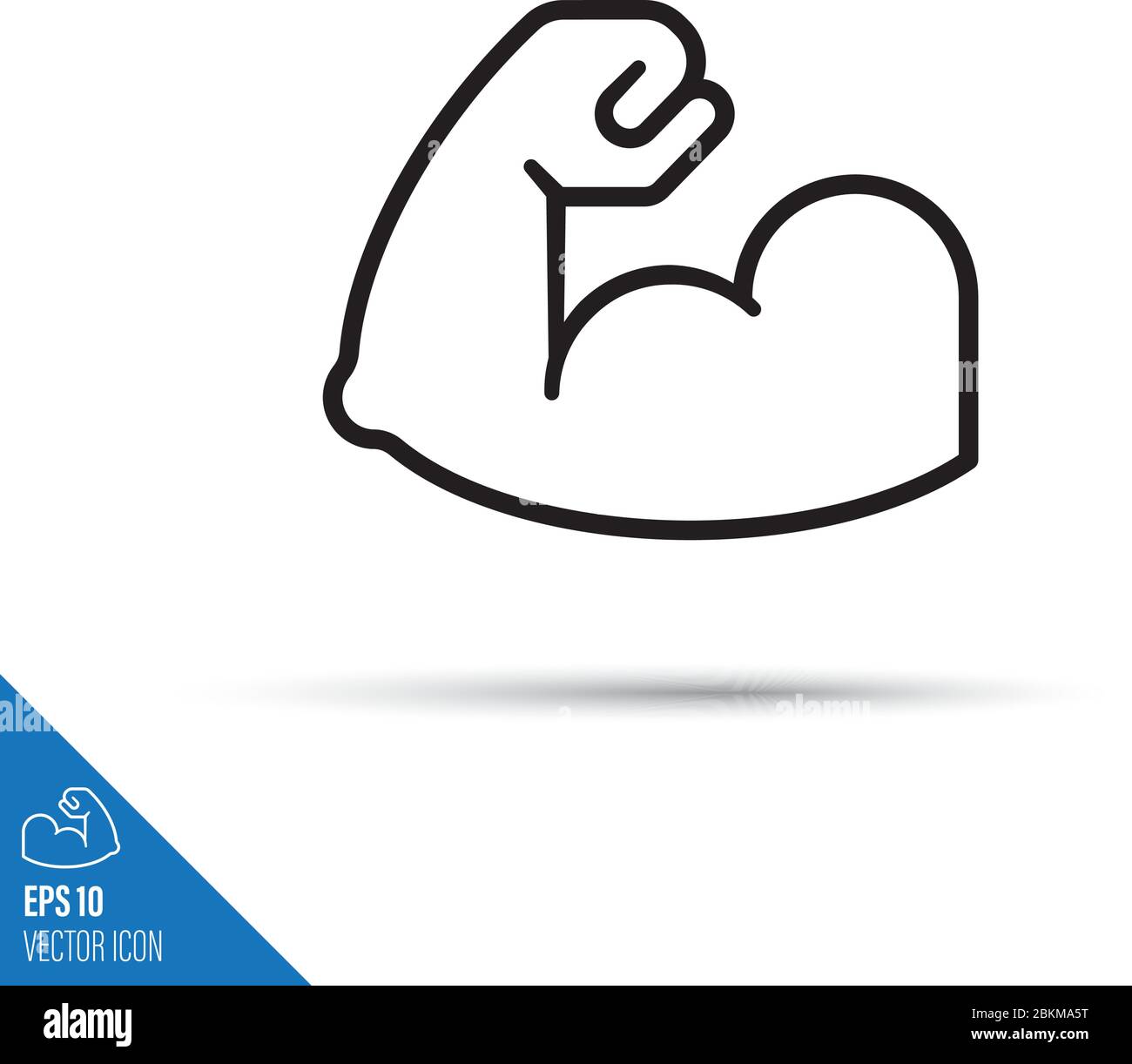 Symbol für die Linie der Armmuskeln. Umrisssymbol für Stärke und körperliche Fitness. Stock Vektor