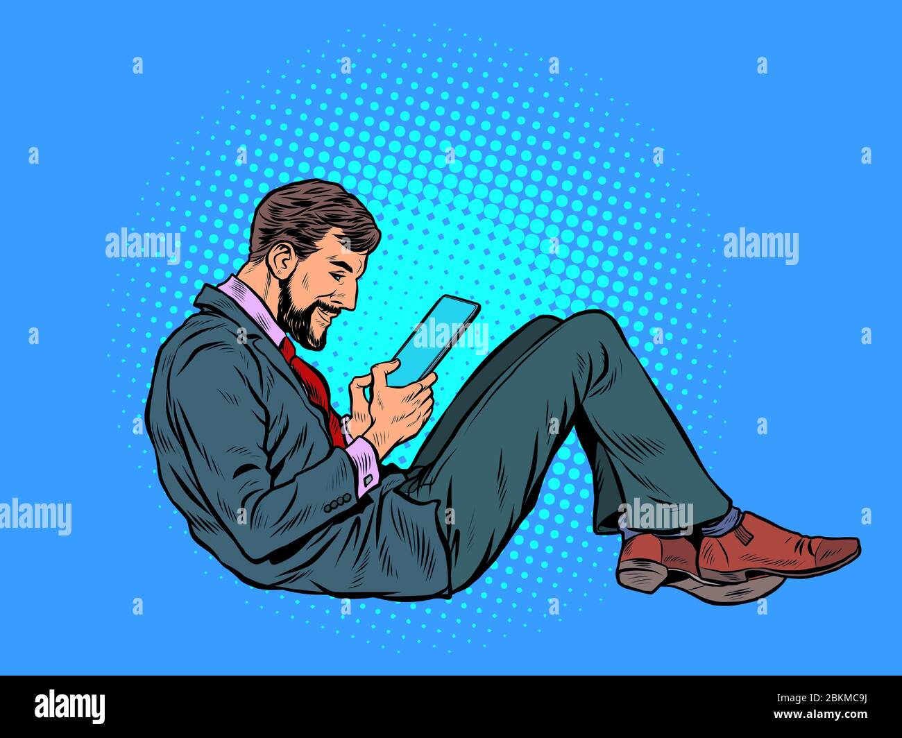 Ein Mann liest eine elektronische Tablette Stock Vektor