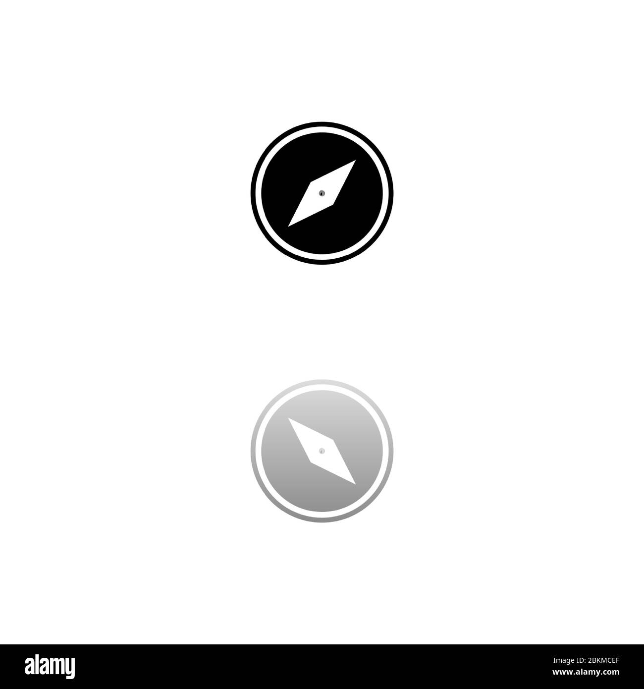 Kompass. Schwarzes Symbol auf weißem Hintergrund. Einfache Illustration. Flacher Vektor. Spiegelreflexionsschatten. Kann in Logo, Web, Mobile und UI UX verwendet werden Stock Vektor